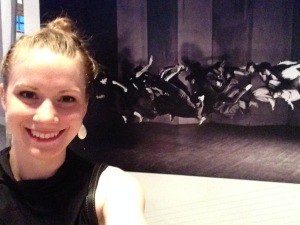 Julia post-performance at the Dance as a Weapon exhibit.